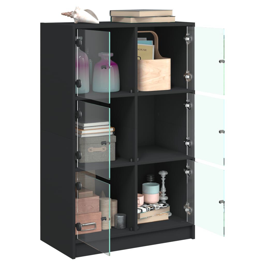 vidaXL Ντουλάπι με Πόρτες Μαύρο 68x37x109 εκ. από Επεξεργασμένο Ξύλο