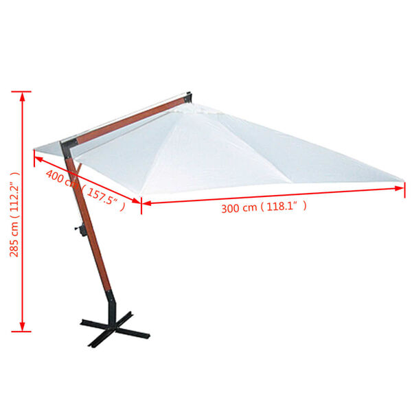 vidaXL Ομπρέλα Κρεμαστή Λευκή 300 x 400 εκ.