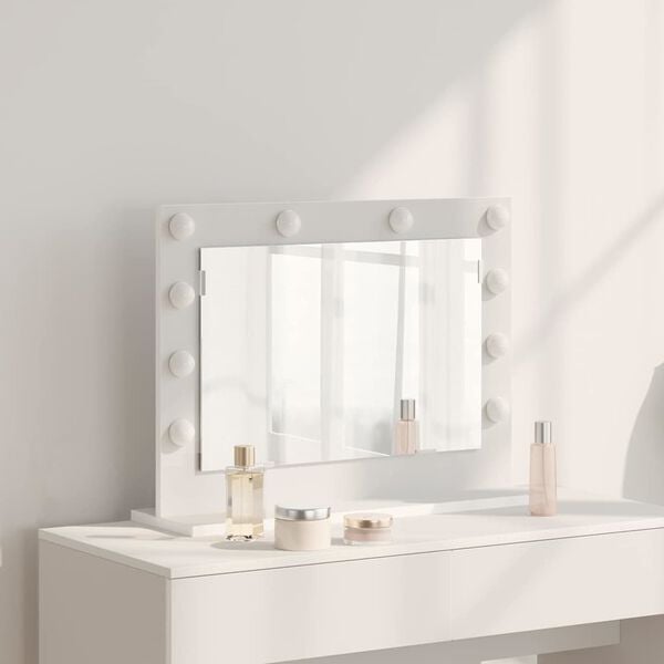 vidaXL Καθρέφτης τουαλέτας με φώτα λωρίδας LED Λευκό 60 x 45 x 18 εκ.