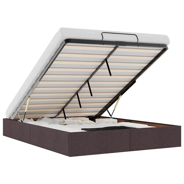 vidaXL Οθωμανικό πλαίσιο κρεβατιού χωρίς στρώμα Σκούρο καφέ Ύφασμα