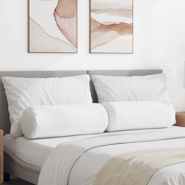 vidaXL Μαξιλάρια Στήριγμα 2 pcs Λευκό Ø 25 x 70 cm ύφασμα