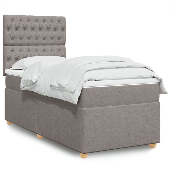 vidaXL &Kappa;&rho;&epsilon;&beta;ά&tau;&iota; Boxspring &mu;&epsilon; &Sigma;&tau;&rho;ώ&mu;&alpha; Taupe 100 x 200 &epsilon;&kappa;. &Upsilon;&phi;&alpha;&sigma;&mu;ά&tau;&iota;&nu;&omicron;