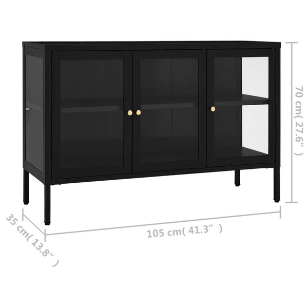 vidaXL Μπουφές Μαύρος 105 x 35 x 70 εκ. από Ατσάλι και Γυαλί