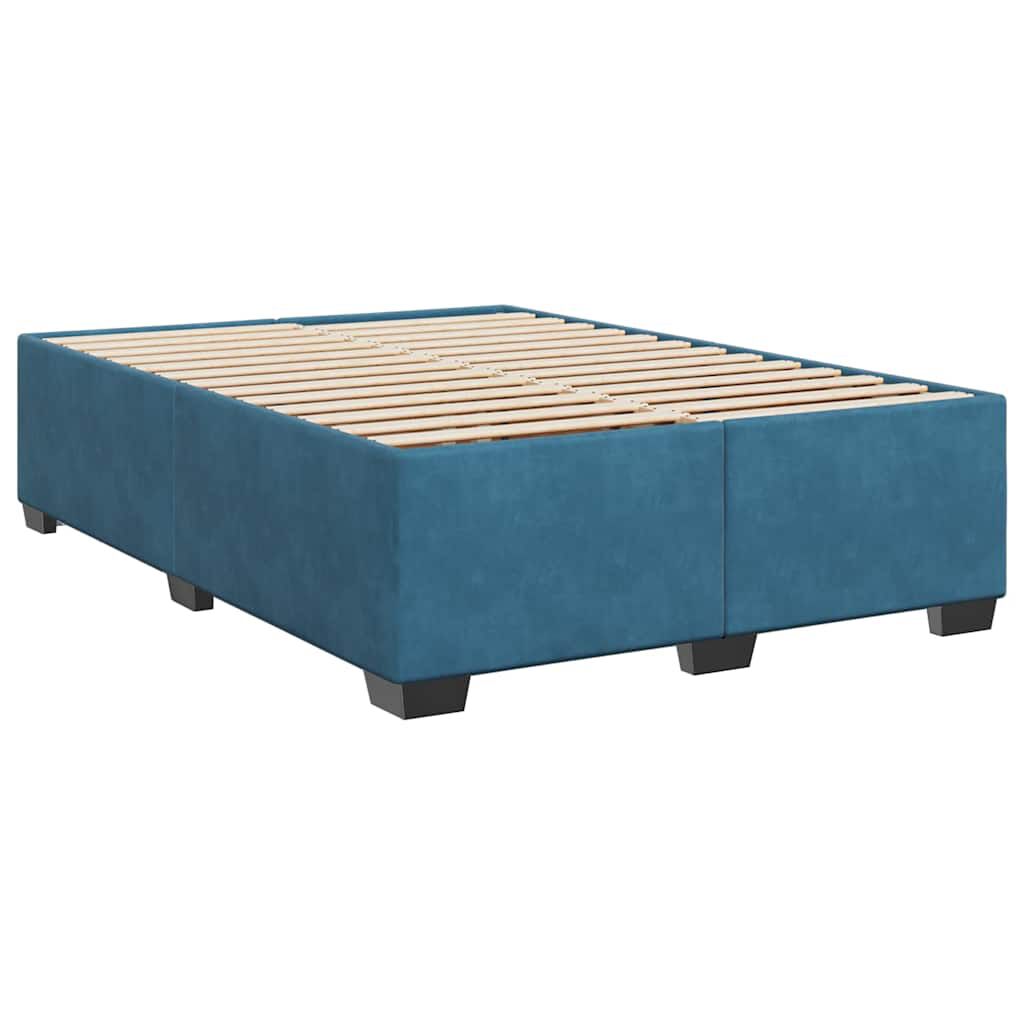 vidaXL Κρεβάτι Boxspring με Στρώμα Μπλε 140x190 εκ. Βελούδινο