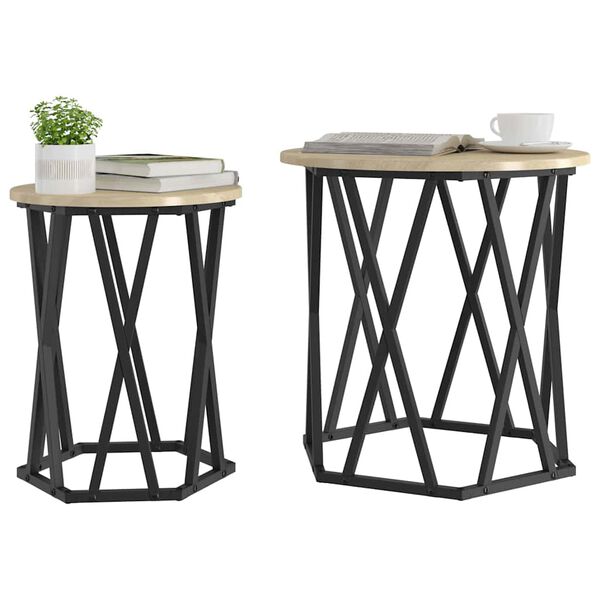 vidaXL Τραπεζάκι σαλονιού 2 pcs Sonoma Δρυς 50 x 50 x 50 cm