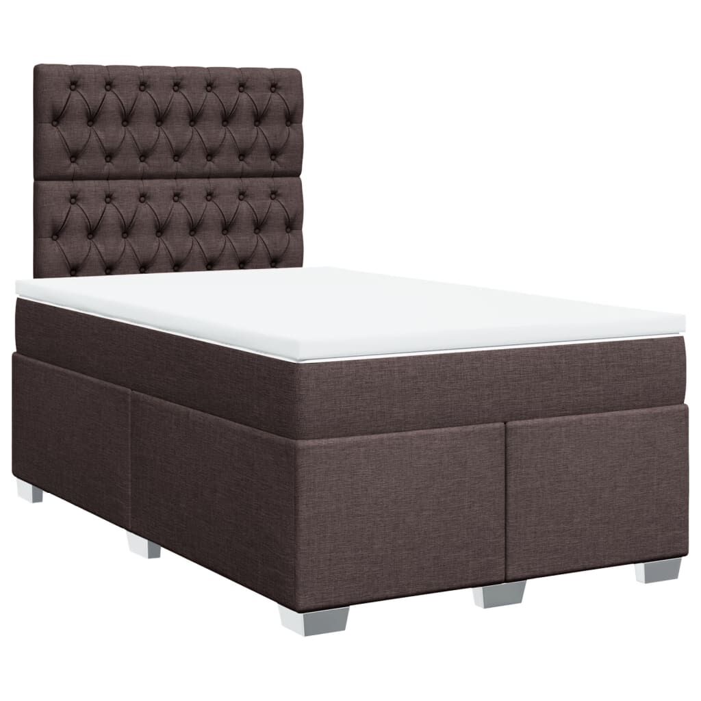 vidaXL Κρεβάτι Boxspring με Στρώμα Σκούρο Καφέ 120x190 εκ Υφασμάτινο