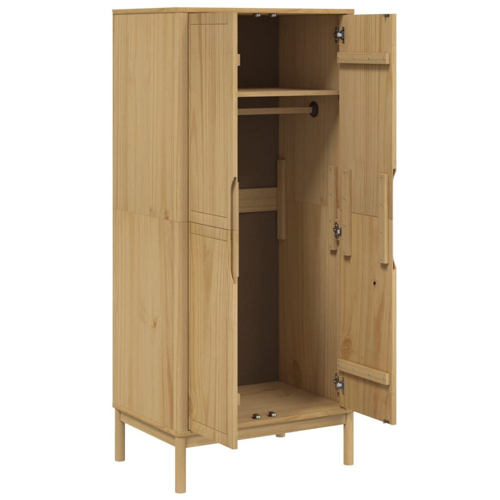 vidaXL Ντουλάπα FLORO Καφέ 77 x 53 x 171 εκ. από Μασίφ Ξύλο Πεύκου