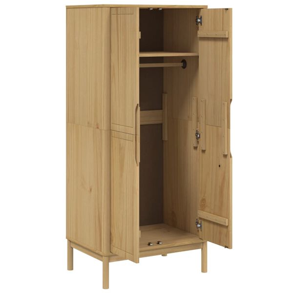 vidaXL Ντουλάπα FLORO Καφέ 77 x 53 x 171 εκ. από Μασίφ Ξύλο Πεύκου