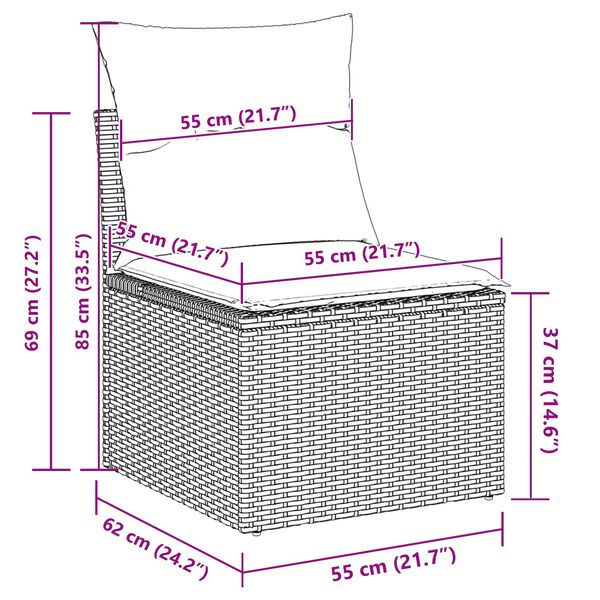 vidaXL 7 Piece Garden Sofa Set with Cushions Μπεζ Πολυ Ρατάν