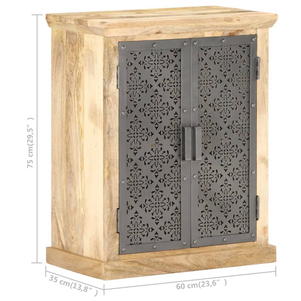vidaXL Ντουλάπι 60x35x75 εκ. από Μασίφ Ξύλο Μάνγκο με Ατσάλινες Πόρτες