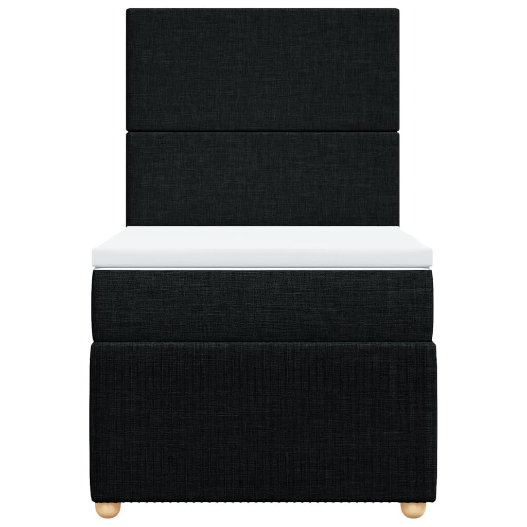 vidaXL Κρεβάτι Boxspring με Στρώμα Μαύρο 90x190 εκ.Υφασμάτινο