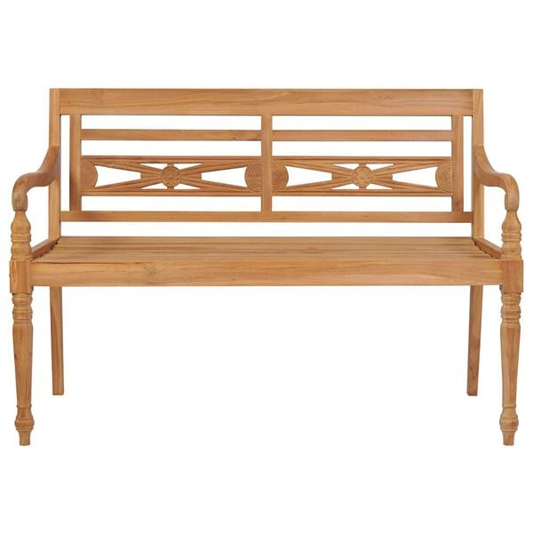 vidaXL Παγκάκι Batavia 120 εκ. Μασίφ Ξύλο Teak με Μπλε Ρουά Μαξιλάρι