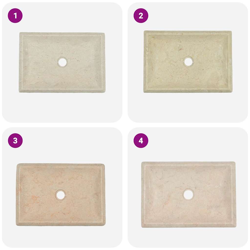 vidaXL Νιπτήρας Κρεμ 50 x 35 x 10 εκ. Μαρμάρινος