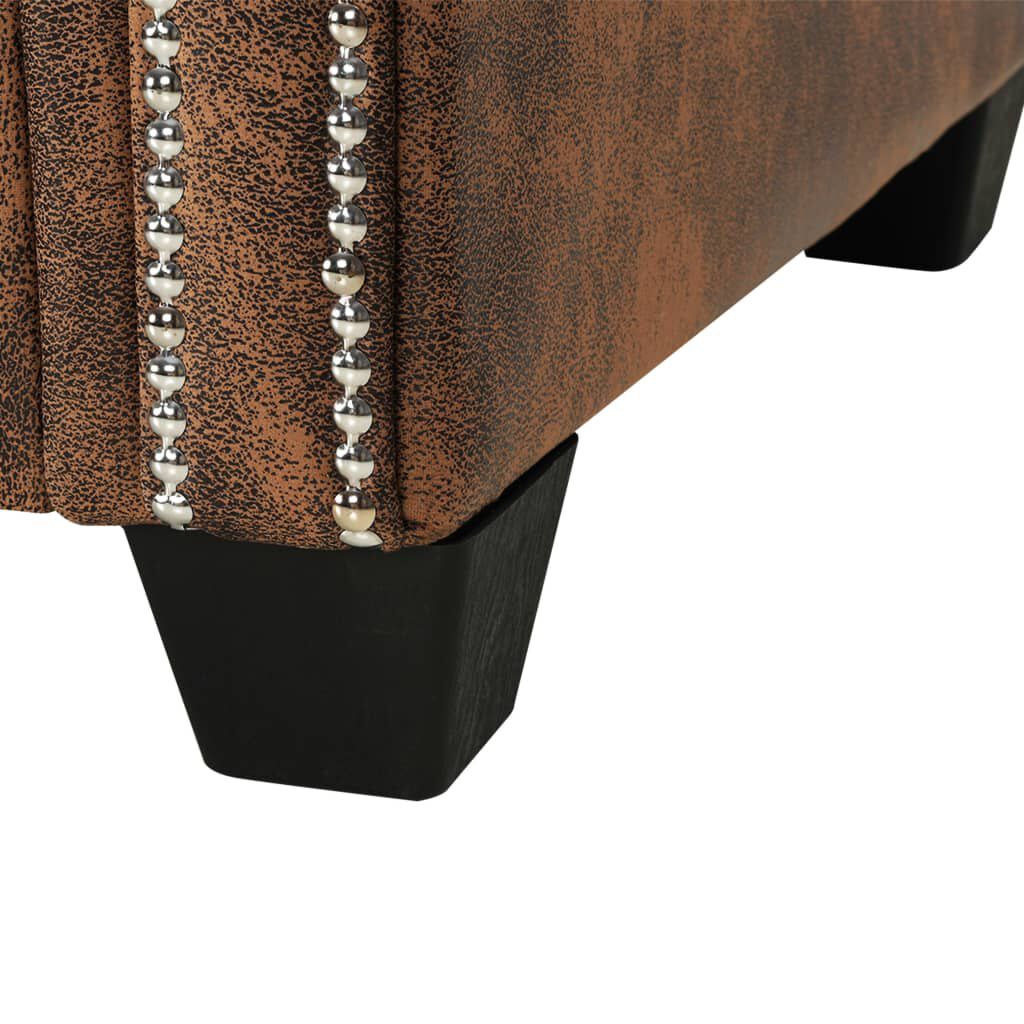 vidaXL Καναπές Γωνιακός Chesterfield Καφέ από Συνθετικό Καστόρι