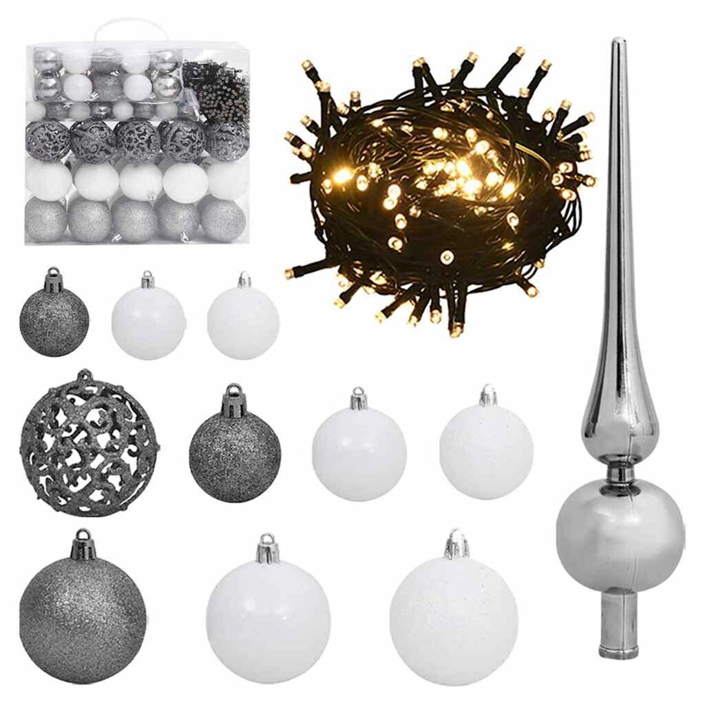 vidaXL Slim Christmas Tree LEDs & Σετ Μπάλες Πράσινο 210 εκ PVC