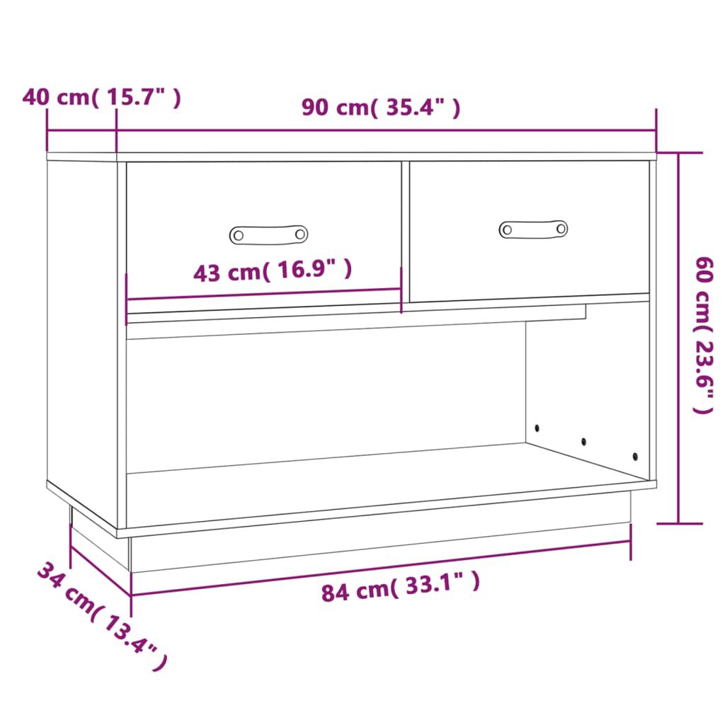 vidaXL Έπιπλο Τηλεόρασης Λευκό 90x40x60 εκ. από Μασίφ Ξύλο Πεύκου