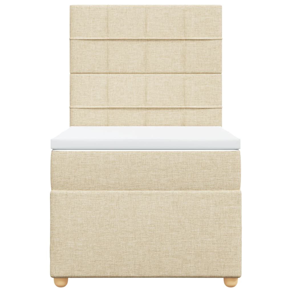 vidaXL Κρεβάτι Boxspring με Στρώμα Κρεμ 100 x 200 εκ. Υφασμάτινο