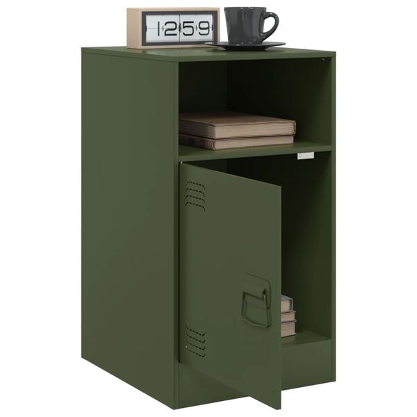 vidaXL Κομοδίνο Πράσινο Λαδί 34,5x39x62 εκ. από Χάλυβα