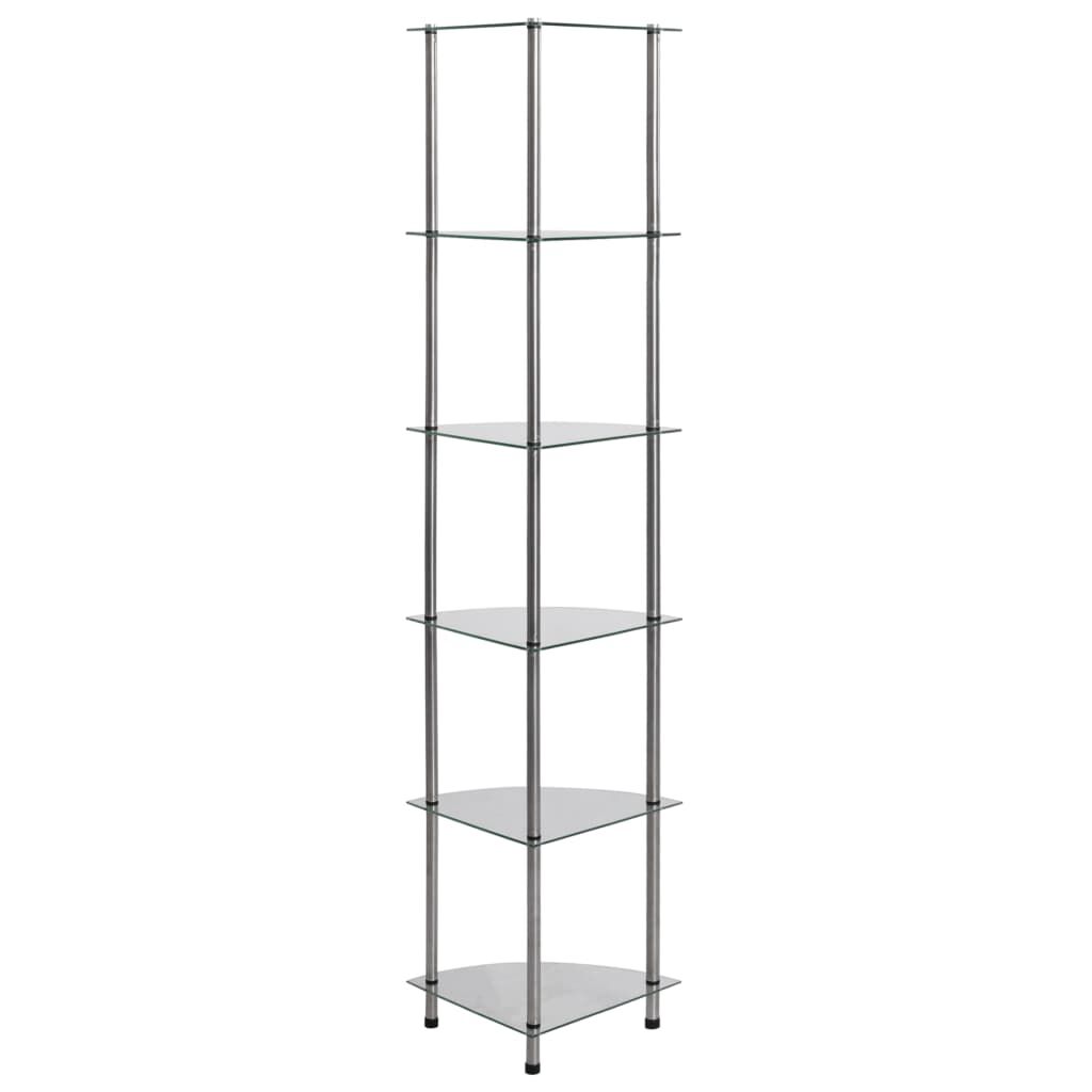 vidaXL Ραφιέρα 6 Επιπέδων Διαφανής 30 x 30 x 160 εκ. από Ψημένο Γυαλί