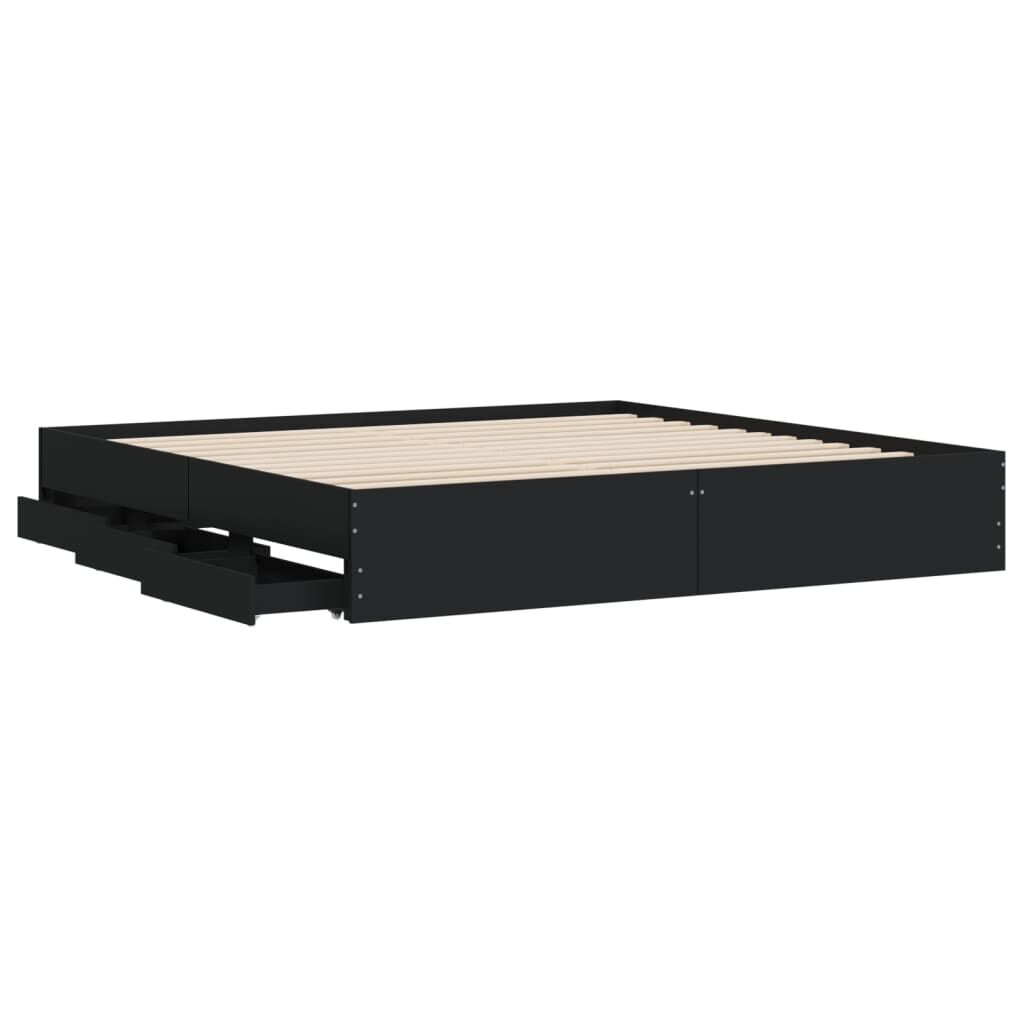vidaXL Πλαίσιο Κρεβατιού με Συρτάρια Μαύρο 180x200 εκ Επεξεργ. Ξύλο