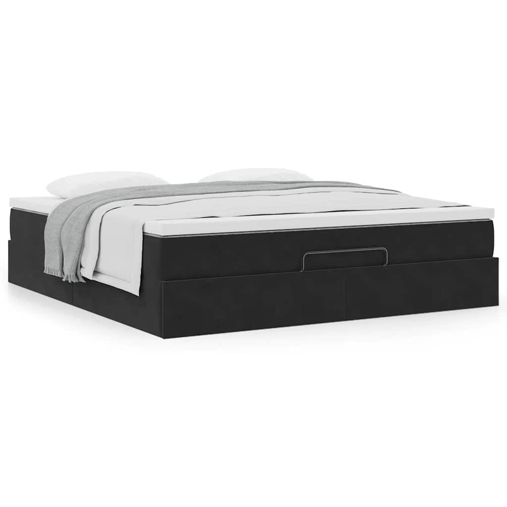 vidaXL Οθωμανικό κρεβάτι με στρώμα Μαύρο 180x200cm Velvet