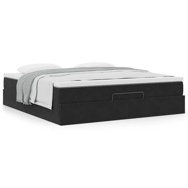 vidaXL Οθωμανικό κρεβάτι με στρώμα Μαύρο 180x200cm Velvet