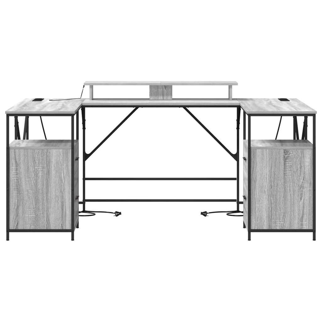 vidaXL Γραφείο Γκρι Sonoma 182 x 101 x 87.5 εκ. Επεξεργασμένο ξύλο