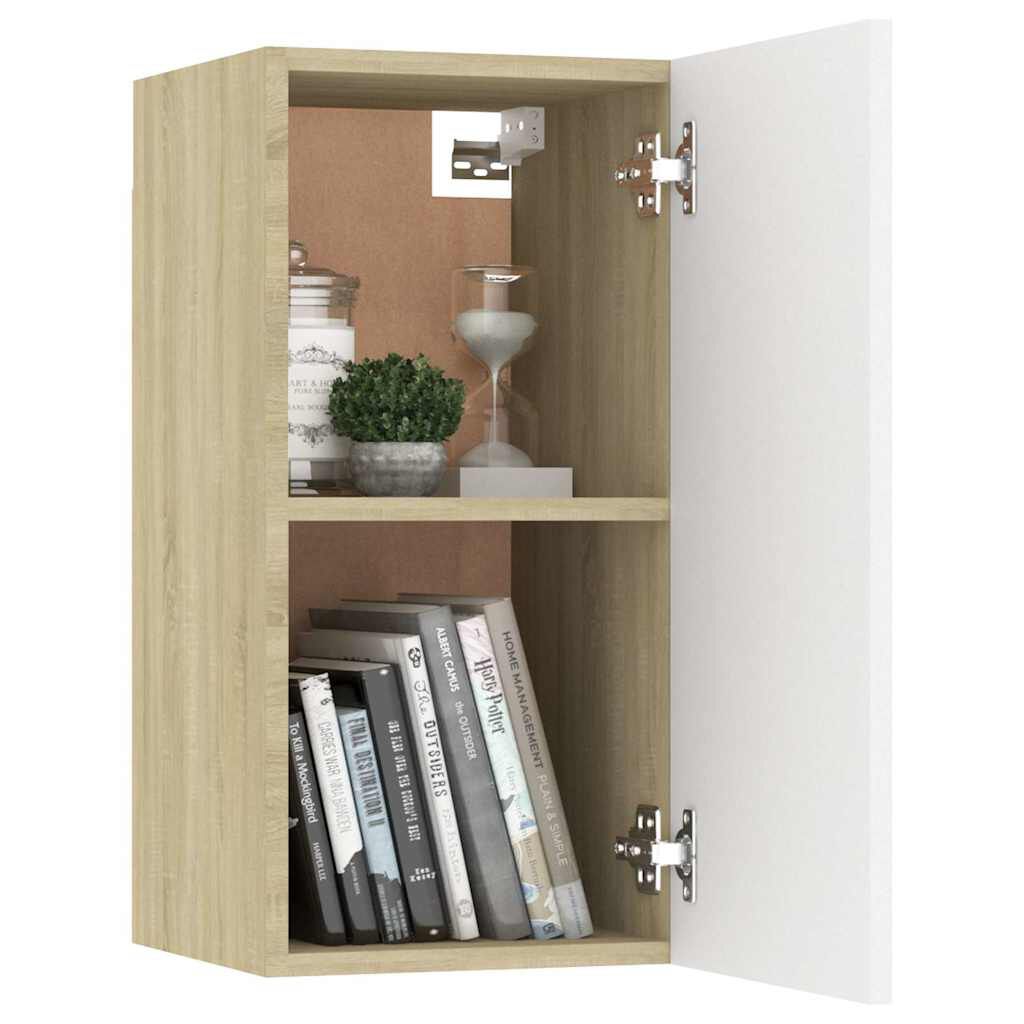 vidaXL Έπιπλο Τηλεόρασης Λευκό & Sonoma Δρυς 30,5x30x60εκ. Επεξ. Ξύλο