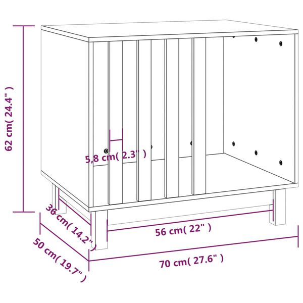 vidaXL Σπιτάκι Σκύλου 70 x 50 x 62 εκ. από Μασίφ Ξύλο Πεύκου