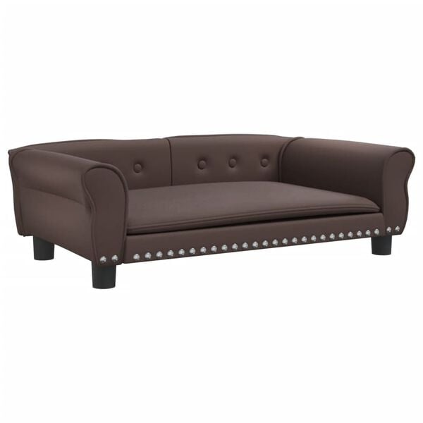 vidaXL Κρεβάτι Σκύλου Καφέ 95 x 55 x 30 εκ. από Συνθετικό Δέρμα