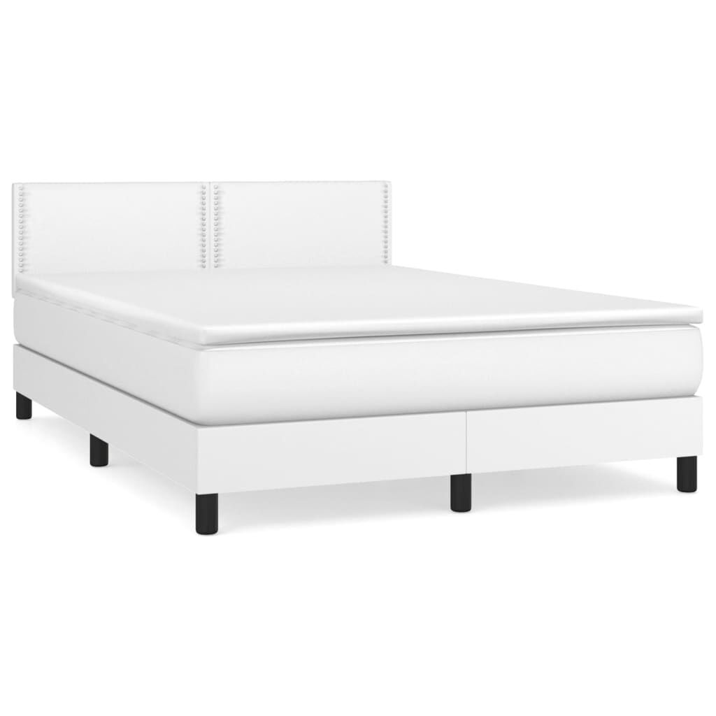 vidaXL Κρεβάτι Boxspring με Στρώμα Λευκό 140x200εκ.από Συνθετικό Δέρμα