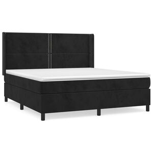 vidaXL Κρεβάτι Boxspring με Στρώμα Μαύρο 160x200 εκ. Βελούδινο