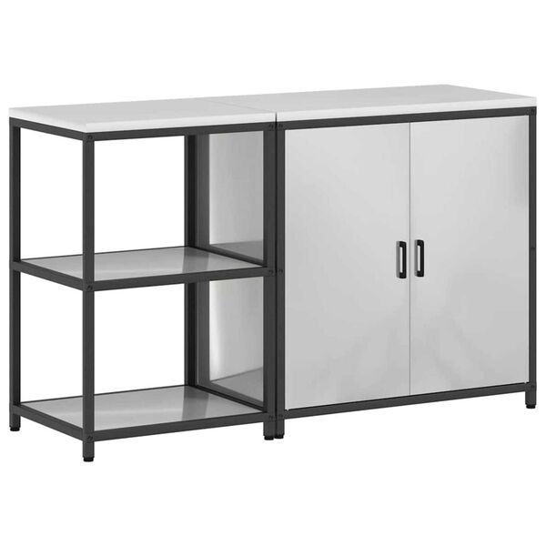 vidaXL Σετ Αποθήκευσης Κουζίνας με ράφι 2 pcs Ασημί 150 x 50 x 92 εκ.