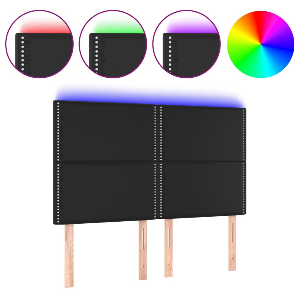 vidaXL Κεφαλάρι Κρεβατιού LED Μαύρο 144x5x118/128 εκ