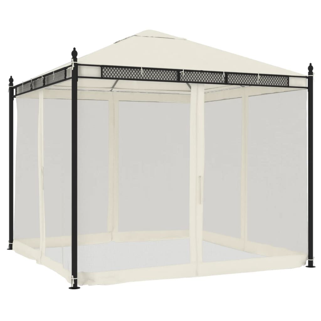 vidaXL Κιόσκι με Τοίχους από Δίχτυ Κρεμ 2,93x2,93 μ. από Ατσάλι