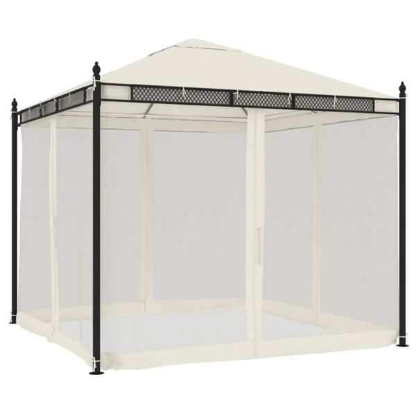 vidaXL Κιόσκι με Τοίχους από Δίχτυ Κρεμ 2,93x2,93 μ. από Ατσάλι