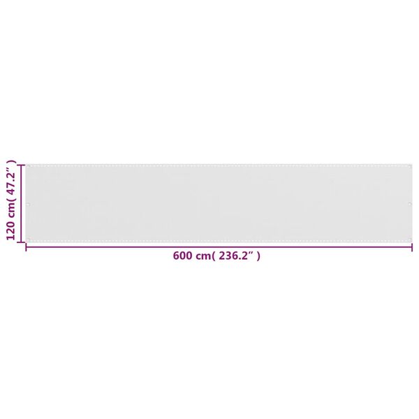 vidaXL Διαχωριστικό Βεράντας Λευκό 120 x 600 εκ. από HDPE