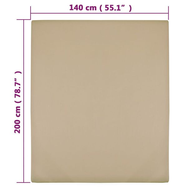 vidaXL Σεντόνι με Λάστιχο Taupe 140x200 εκ. Βαμβακερό Ζέρσεϊ