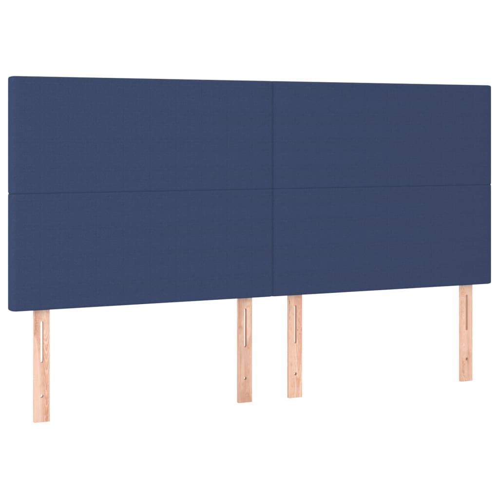 vidaXL Κρεβάτι Boxspring με Στρώμα Μπλε 200x200 εκ. Υφασμάτινο