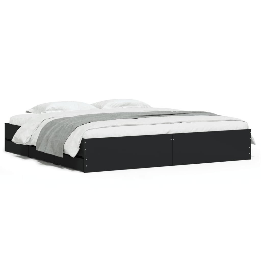 vidaXL Πλαίσιο Κρεβατιού με Συρτάρια Μαύρο 180x200 εκ Επεξεργ. Ξύλο