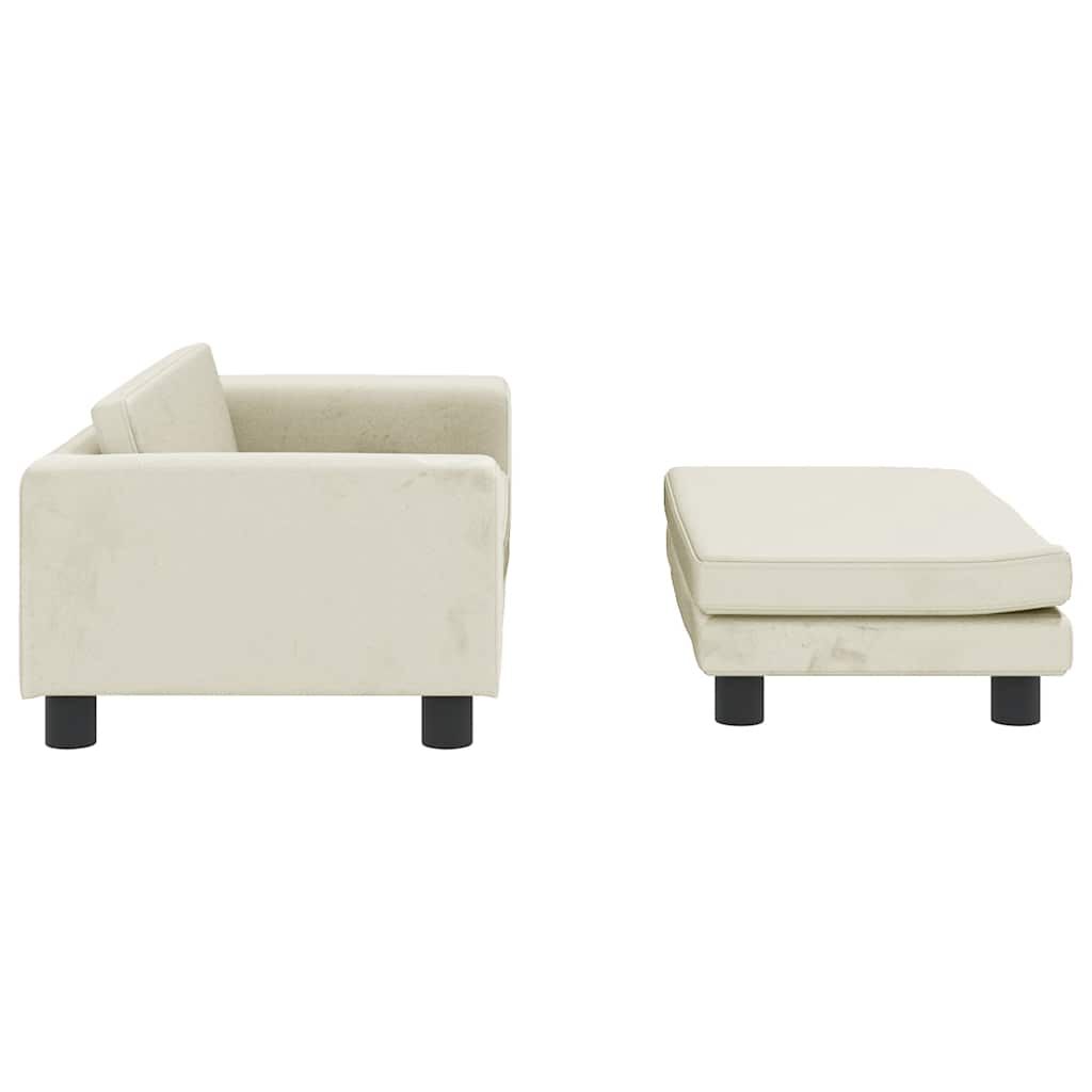 vidaXL Καναπές Παιδικός με Υποπόδιο Κρεμ 100x50x30 εκ. Βελούδινος