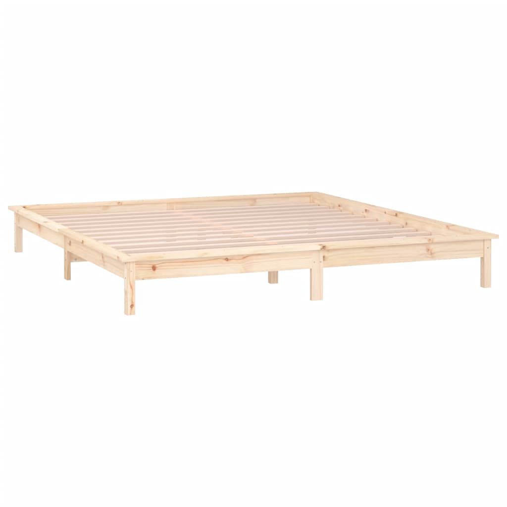 vidaXL Πλαίσιο Κρεβατιού με LED 150 x 200 εκ. King Size Μασίφ Ξύλο