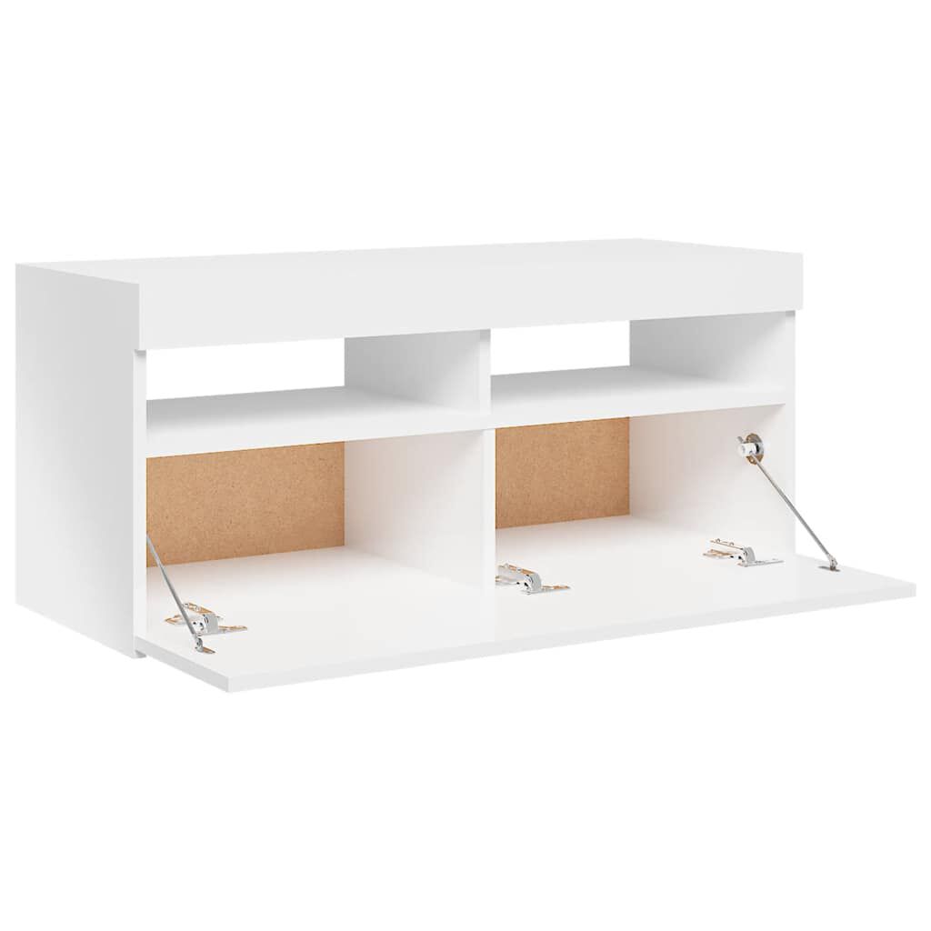 vidaXL Έπιπλο Τηλεόρασης με LED Γυαλιστερό Λευκό 90x35x40 εκ.