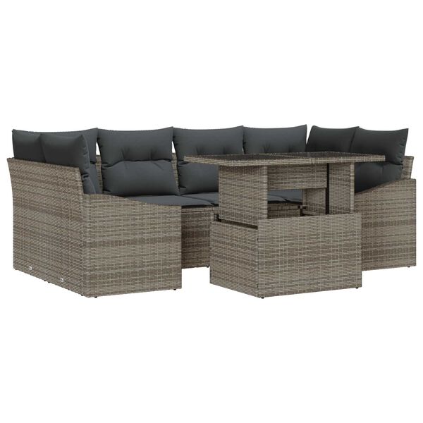 vidaXL Σετ Καναπέ Κήπου με μαξιλάρι 7 pcs Γκρι 100 x 55 x 73 εκ
