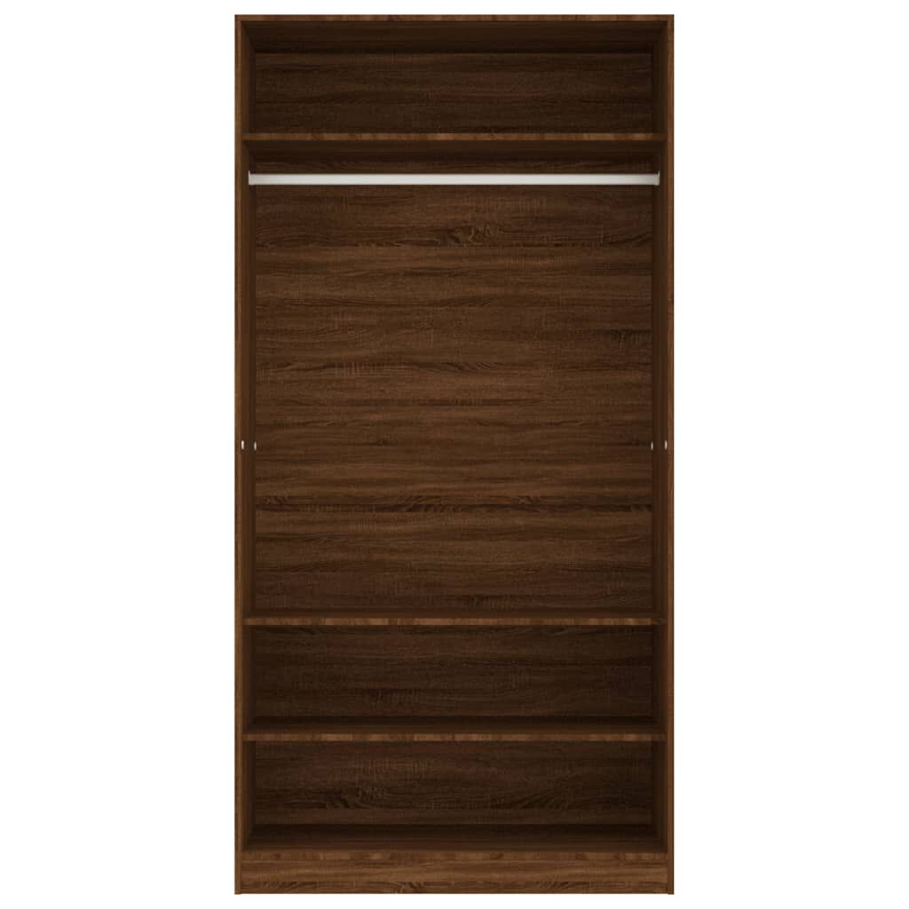 vidaXL Ντουλάπα Καφέ Δρυς 100x50x200 εκ. από Επεξεργασμένο Ξύλο