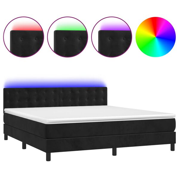 vidaXL &Kappa;&rho;&epsilon;&beta;ά&tau;&iota; Boxspring &mu;&epsilon; &Sigma;&tau;&rho;ώ&mu;&alpha; & LED &Mu;&alpha;ύ&rho;&omicron; 180x200 &epsilon;&kappa;. &Beta;&epsilon;&lambda;&omicron;ύ&delta;&iota;&nu;&omicron;