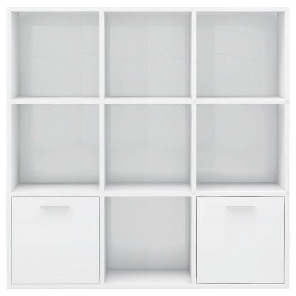 vidaXL Βιβλιοθήκη Γυαλιστερό Λευκό 98 x 30 x 98 εκ. από Επεξ. Ξύλο