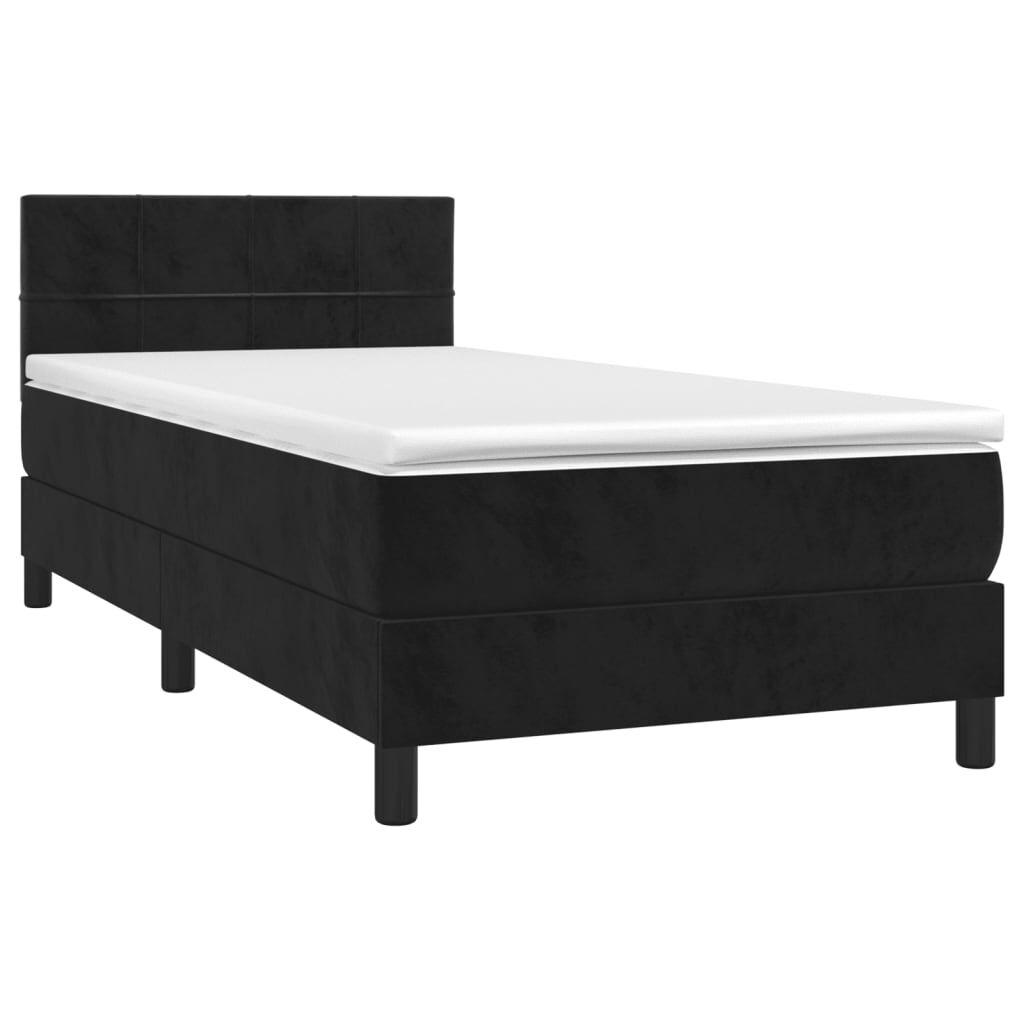vidaXL Κρεβάτι Boxspring με Στρώμα Μαύρο 90x190 εκ. Βελούδινο