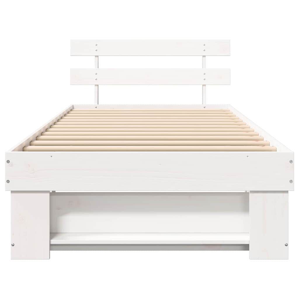 vidaXL Σκελετός Κρεβατιού Λευκό 90 x 200 cm Μασίφ ξύλο πεύκου