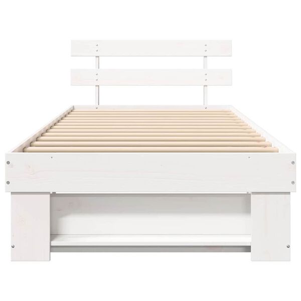 vidaXL Σκελετός Κρεβατιού Λευκό 90 x 200 cm Μασίφ ξύλο πεύκου